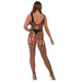 Lace by LJ Crochet Bodystocking with Lace Up Back Black