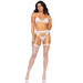 Leg Avenue Lace Bra Top, String and Garter Belt White - Small
