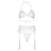 Leg Avenue Lace Bra Top, String and Garter Belt White - Small