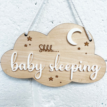 Cloud Themed Baby Sleeping Sign / Hanger