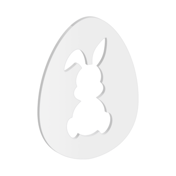 Easter Egg With Bunny Cutout Acrylic Blank with Heart Shape Tail (100mm high)