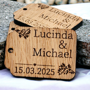 Tag Wedding Favours - Rustic Theme - Oak