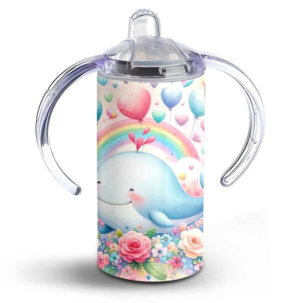 12oz Sippy Cup - Cute Whale Design