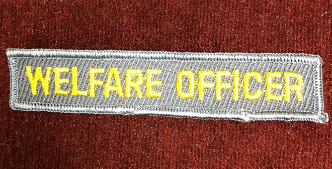 Welfare Officer Patch  (Blue with Gold Lettering)
