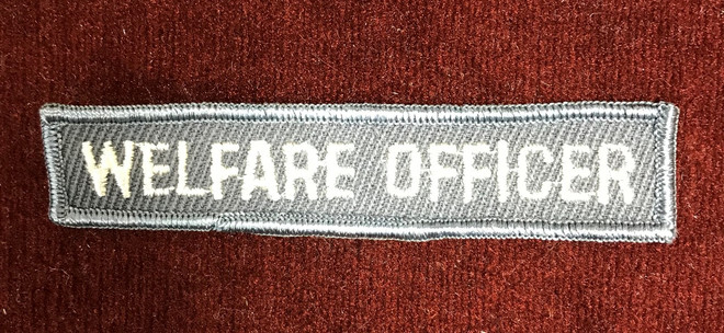 Welfare Officer Patch  (Blue with White Lettering)