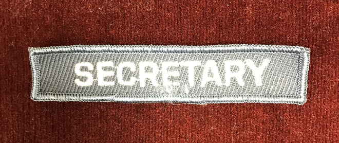 Secretary Patch   (Blue with White Lettering)