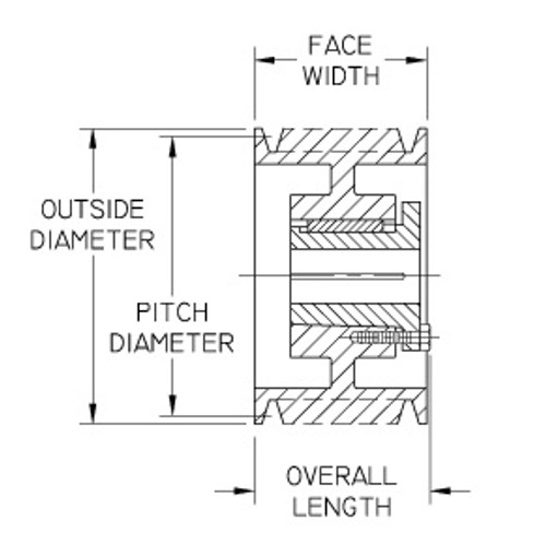 Torquex® 2BK32H V-Belt Pulley, H Bushed