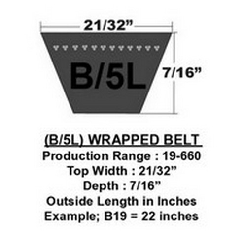 B223 D&D Powerdrive Dura-Prime Classical V-Belt, 21/32" Top Width X 226" Outside Length