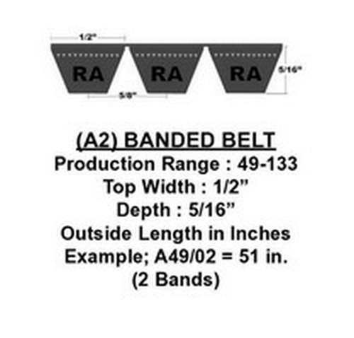 4/A118 D&D Powerdrive Dura-Prime Band Classical V-Belt, 4 Ribs, 1/2" Top Width X 120" Outside Length