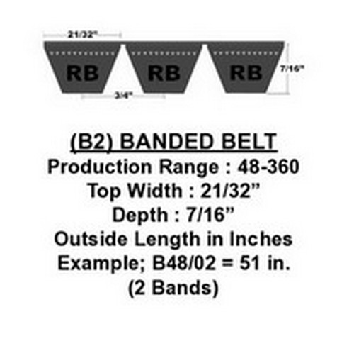 5/B60 D&D Powerdrive Dura-Prime Band Classical V-Belt, 5 Ribs, 21/32" Top Width X 63" Outside Length