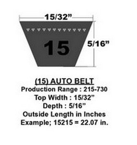 15600 D&D Powerdrive Dura-Prime Auto Wedge V-Belt, 1 Rib, 15/32" Top Width X 60.57" Outside Length