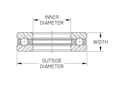 2907, 3-Piece Grooved Race Thrust Ball Bearing