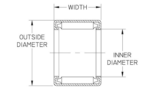 B810 Needle Bearing, Outer Ring & Roller Assembly, 0.5" Bore