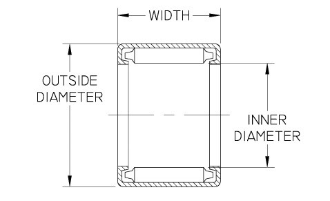 B812 Needle Bearing, Outer Ring & Roller Assembly, 0.5" Bore