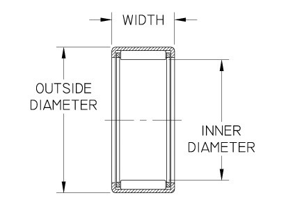 HK1712 Needle Bearing, Outer Ring & Roller Assembly, 17MM Bore