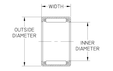 J108 Needle Bearing, Outer Ring & Roller Assembly, 0.625" Bore