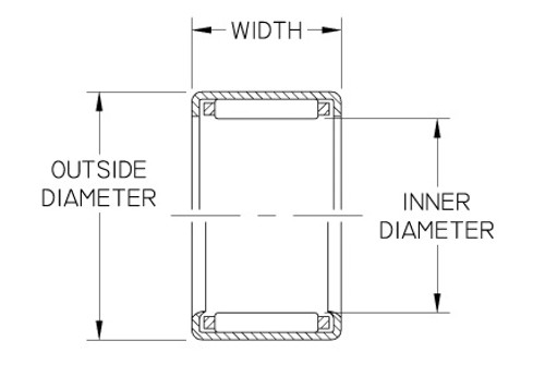 JH2020 Needle Bearing, Outer Ring & Roller Assembly, 1.25" Bore