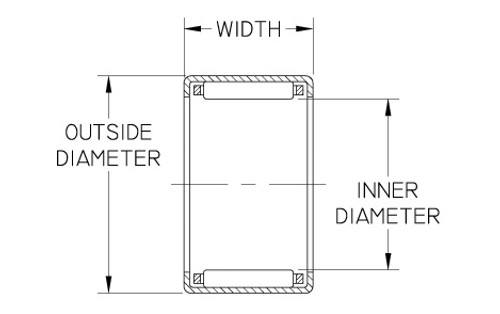 J1816 Needle Bearing, Outer Ring & Roller Assembly, 1.125" Bore