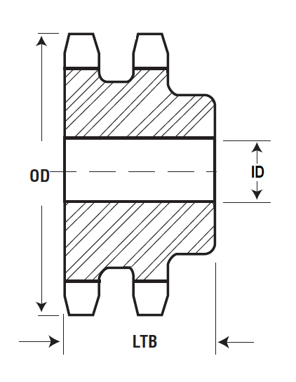 D40BS12H X 7/8 Tritan 7/8" Finished Bore Roller Chain Sprocket for ANSI 40 Chain, 12 Teeth