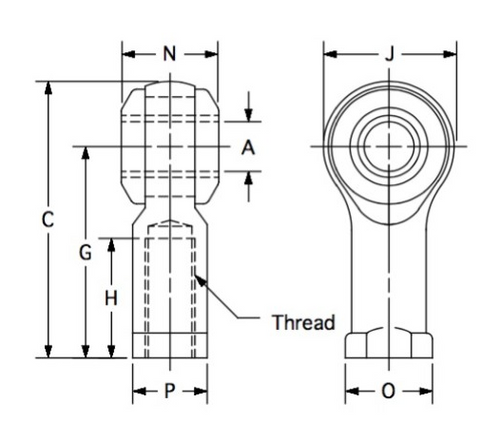 SKF SIKB8F Right-Hand Female Thread Rod End, 8MM Bore, Maintenance Free