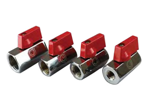 3/8" FNPT Plated Brass Mini Ball Valves with 1/4 Turn Handle