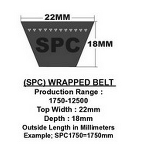 SKF PHG-SPC3350XP2 Xtra Power Wrapped Narrow Metric V-Belt