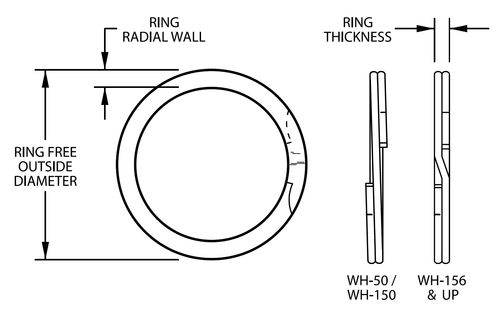 Rotor Clip KM-826 Carbon Steel 8.267" I.D. 2-Turn Internal Spiral Retaining Ring