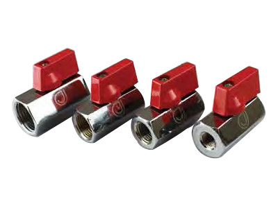 1/2" FNPT Plated Brass Mini Ball Valves with 1/4 Turn Handle