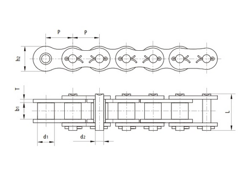 PTI 100-1 Single Pitch Standard Duty Carbon Steel ANSI, Roller Chain, 1-1/4 Inch Pitch, Cottered Pins, 1 Strand, 10 FT/Box