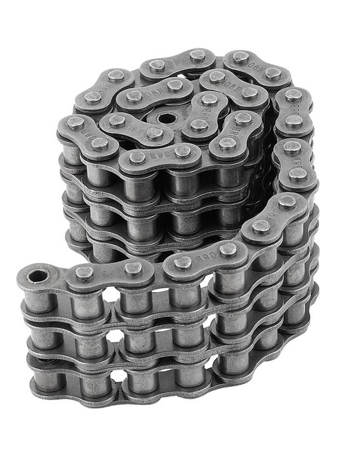 PTI 06B-3 Single Pitch Standard Duty Carbon Steel ISO, Roller Chain, 9.525 MM Pitch, Riveted Pins, 3 Strand, 10 FT/Box