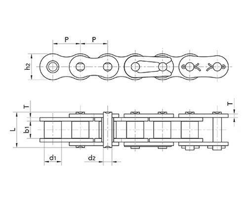 PTI 08B-1NP Single Pitch Standard Duty Nickel Plated ISO, Roller Chain, 12.7 MM Pitch, Riveted Pins, 1 Strand, 15 FT/Length