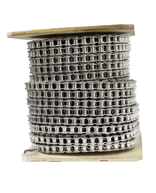 PTI 210B-1SS Single Pitch Standard Duty Stainless Steel ISO, Roller Chain, 15.875 MM Pitch, Riveted Pins, 1 Strand, 15 FT/Length