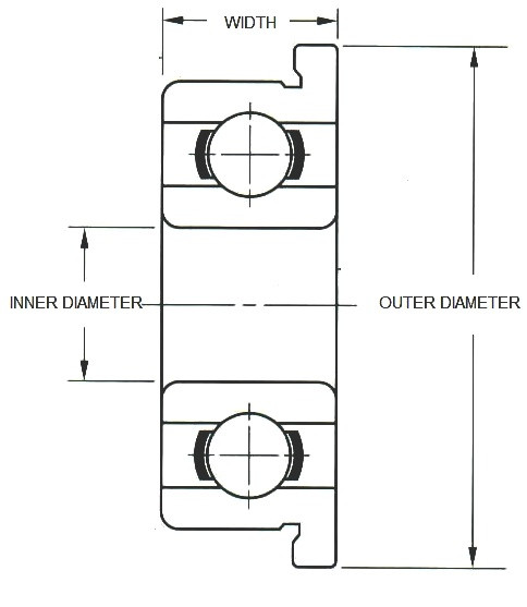 MOJO® F693-2Z Flanged Single Row Deep Groove Ball Bearing Metail Shields
