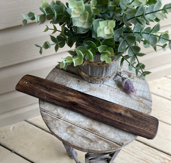 Wooden Incense Holder Infused with Black Obsidian Stones 10"