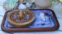 Incense Holder Tray with Amethyst, Aura Clear Quartz and Celeste Crystals