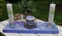 Hand Painted Meditation Table, Altar, Manifesting Board with Candles, Incense Holder, Resin and Crystals