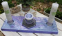 Hand Painted Meditation Table, Altar, Manifesting Board with Candles, Incense Holder, Resin and Crystals