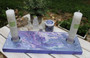 Hand Painted Meditation Table, Altar, Manifesting Board with Candles, Incense Holder, Resin and Crystals