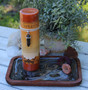 Candle Holder with Prosperity Candle Tigers Eye, Aura Quartz Geode and Labradorite Crystals
