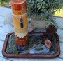 Candle Holder with Prosperity Candle Tigers Eye, Aura Quartz Geode and Labradorite Crystals