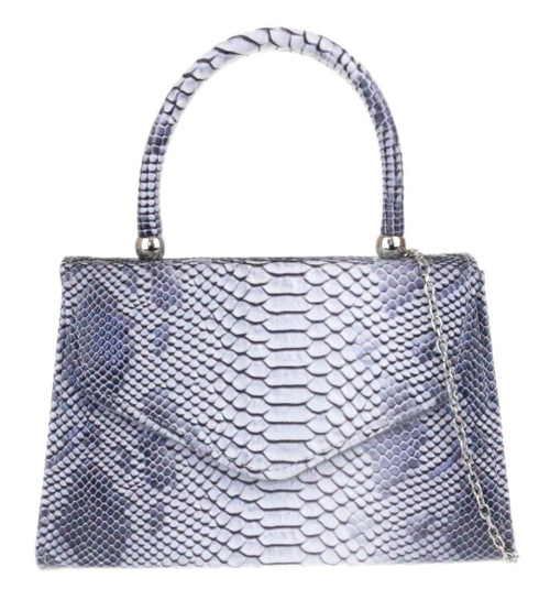 Womens Snake Skin Top Handle Clutch Bag