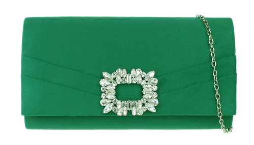 Womens Faux Suede Brooch Clutch Bag