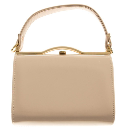 Girly Handbags Patent Faux Leather Clutch Bag with Top Handle