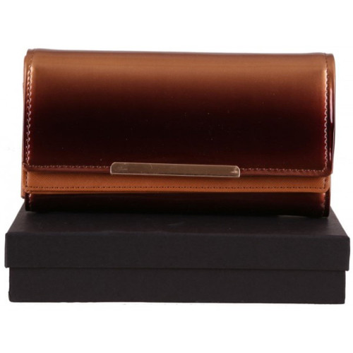 Womens Plain Gradient Purse Double Patent Wallet Flap Glossy Womens
