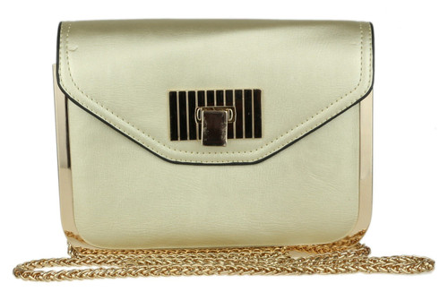 Womens Faux Leather Mini Satchel Clutch Bag Shoulder Chain