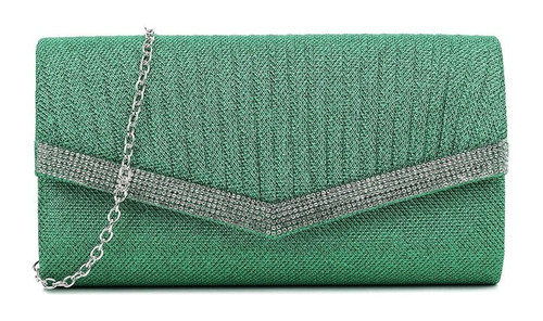 Womens Glitter Evening Clutch Bag with Diamante Wedding Purse Medium