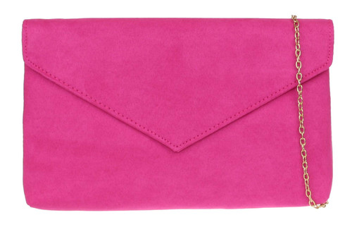 Womens Faux Suede Clutch Bag Plain Evening Purse Wedding Party