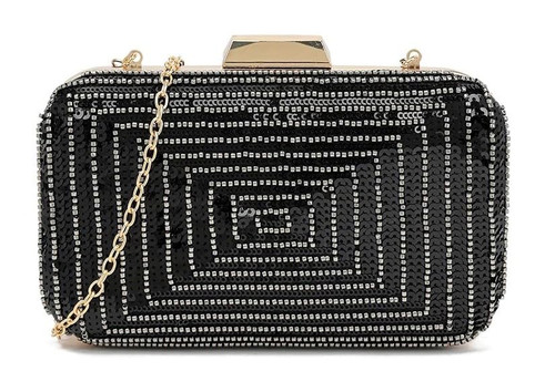 Womens Sequin Beaded Clutch Bag Hard Case Chain Strap Weddings