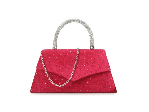 Womens Handheld Clutch Bag Rhinestone Handle Chain Strap Evening Purse
