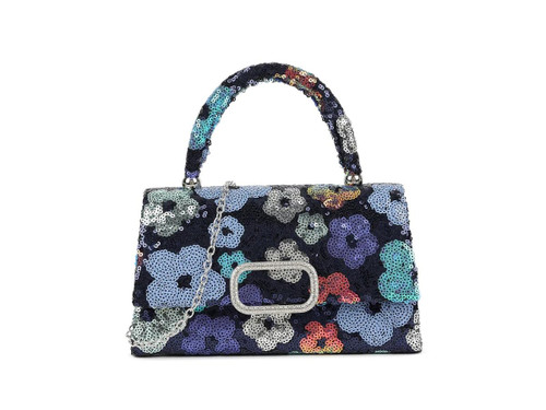 Womens Floral Beaded Top Handle Bag Sequin Handbag Wedding Purse